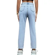 Womens Loose Fit Straight Leg Jeans Versatile Casual Style Available in Black and Blue Wholesale Low MOQ