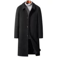 Mens Overcoat Thick Wool Blend Knee Length Classic Fit Available in Black Navy Blue Gray Wholesale bulk order
