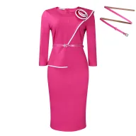 Pencil Dress for Women Solid Color Bodycon Fit Long Sleeve Available in Dark Blue Black Rose Red Green Wholesale