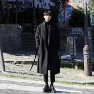 Mens Wool Blend Overcoat Loose Fit Mid Length Winter Coat Casual Style Available in Green Black Brown Wholesale