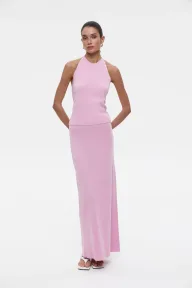 Backless Halter Neck Top and Long Skirt Set Elegant Versatile Design Perfect for Parties and Beach Wear
