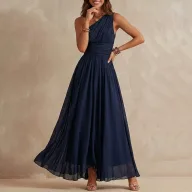 Elegant High Waist Sleeveless Long Dress in Solid Polyester for Parties and Events Available in Multiple Colors and Sizes