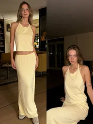 Backless Halter Neck Top and Long Skirt Set Elegant Versatile Design Perfect for Parties and Beach Wear