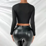 Womens Long Sleeve T Shirt Slim Fit Black Cotton Top Casual Wear for All Seasons
