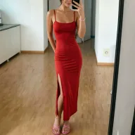 Bodycon Midi Dress Slim Fit Adjustable Straps Versatile Style Perfect for Dates and Vacations Wholesale Available