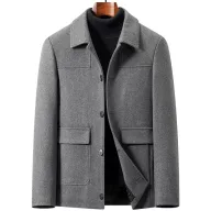 Mens Wool Blend Overcoat Casual Style Lapel Collar Available in Gray Black Navy Wholesale Low MOQ