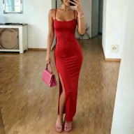 Bodycon Midi Dress Slim Fit Adjustable Straps Versatile Style Perfect for Dates and Vacations Wholesale Available