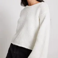 Knit Sweater Round Neck Long Sleeve Sexy Backless Tie Design Short Style Casual Wear for Autumn and Winter