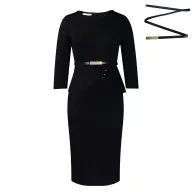 Elegant Bodycon Dress for Women Slim Fit Round Neck Available in Peacock Blue Black and White Wholesale with Low MOQ