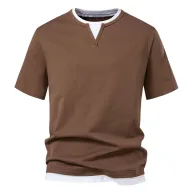 Mens Loose Fit T Shirt Short Sleeve V Neck Cotton Casual Summer Wear Available in Multiple Colors and Sizes