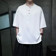 Mens Loose Fit Satin Short Sleeve T Shirt Solid Color Summer Wear Available in Multiple Sizes and Colors