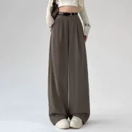 High Waisted Wide Leg Trousers Loose Fit Elegant Draping Versatile Style Perfect for Casual or Formal Occasions