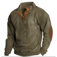 Sporty Long Sleeve Stand Collar Mens Sweatshirt Made of Polyester Solid Pattern Available in Multiple Colors and Sizes