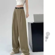 High Waisted Wide Leg Trousers Loose Fit Elegant Draping Versatile Style Perfect for Casual or Formal Occasions