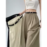 High Waisted Wide Leg Trousers Loose Fit Elegant Draping Versatile Style Perfect for Casual or Formal Occasions