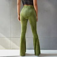 High Waisted Velvet Flare Pants for Women Slim Fit Versatile Style Casual Wear Wholesale Available