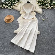 Pink Short Sleeve Top and High Waist Skirt Two Piece Set for Women Summer Casual Outfit Wholesale custom packaging