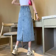 High Waist A Line Denim Skirt for Women Vintage Style Mid Length Summer Wear bulk order