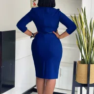 Elegant Bodycon Dress for Women Slim Fit Round Neck Available in Peacock Blue Black and White Wholesale with Low MOQ