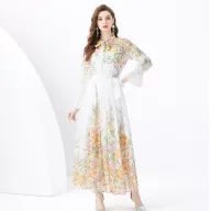 Womens Two Piece Set Long Sleeve Printed Chiffon Top and High Waist Maxi Skirt Casual Summer Outfit