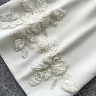 Elegant Two Piece Set V Neck Lace Top with Beading High Waisted Skirt Sophisticated Style for Formal Occasions