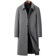 Mens Overcoat Thick Wool Blend Knee Length Classic Fit Available in Black Navy Blue Gray Wholesale bulk order