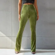 High Waisted Velvet Flare Pants for Women Slim Fit Versatile Style Casual Wear Wholesale Available