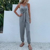 Gray Summer Womens Jumpsuit Casual Sleeveless Design Lightweight Fabric low MOQ