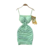 Wholesale Casual Dresses Green Black Pink Apricot Multiple Sizes OEM ODM Supplier