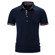 Mens Casual Solid Short Sleeve Polo Shirt in Polyester available in White Black Navy Blue Sizes S to 2XL
