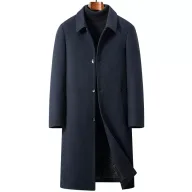Mens Overcoat Thick Wool Blend Knee Length Classic Fit Available in Black Navy Blue Gray Wholesale bulk order