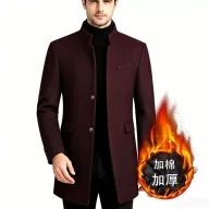 Mens Wool Blend Overcoat Thickened Mid Length Warm Stylish Autumn Winter Outerwear OEM Available