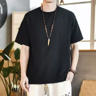 Mens Loose Fit Short Sleeve T Shirt Lightweight Breathable Fabric Summer Casual Wear