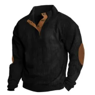 Sporty Long Sleeve Stand Collar Mens Sweatshirt Made of Polyester Solid Pattern Available in Multiple Colors and Sizes