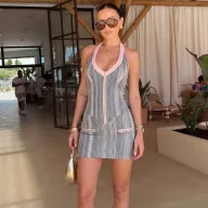 Summer Womens Sexy Backless Halter Dress Trendy Zipper Design Stylish Fit Perfect for Parties and Night Out