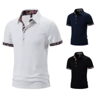 Mens Casual Solid Short Sleeve Polo Shirt in Polyester available in White Black Navy Blue Sizes S to 2XL