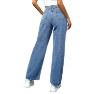 High Waist Wide Leg Jeans for Women Loose Fit Casual Denim Blue fast shipping OEM ODM service