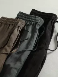 Vintage Loose Fit Sleeveless Solid Color Shorts for Men with Elastic Waist Casual Summer Wear