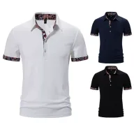 Mens Casual Solid Short Sleeve Polo Shirt in Polyester available in White Black Navy Blue Sizes S to 2XL