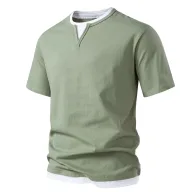 Mens Loose Fit T Shirt Short Sleeve V Neck Cotton Casual Summer Wear Available in Multiple Colors and Sizes