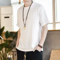 Mens Loose Fit Short Sleeve T Shirt Lightweight Breathable Fabric Summer Casual Wear