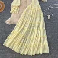 Off Shoulder Crop Top and Ruffled Skirt Set Lightweight Chiffon Summer Casual Wear