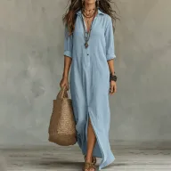 Summer Long Dress for Women Elegant Solid Color Stylish Design Comfortable Fit Perfect for Casual or Formal Occasions