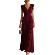Womens Casual Solid Color Dress Elegant Design Lightweight Fabric French Style for Everyday Wear
