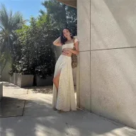 French Style Crop Top and High Waisted Skirt Set Slim Fit Sleeveless Beach Vacation Ready Wholesale Available