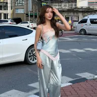 High Waist Satin Straight Leg Pants for Women Casual Street Style Available in Blue and Pink Wholesale Supply