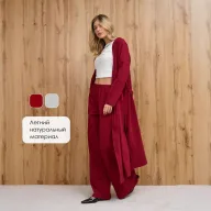 Long Cardigan Coat with Belt Loose Fit Modal Fabric Button Closure Available in Gray and Red Wholesale Supply