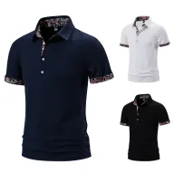 Mens Casual Solid Short Sleeve Polo Shirt in Polyester available in White Black Navy Blue Sizes S to 2XL
