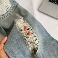 High Waist Ripped Jeans for Women Loose Fit Casual Style Blue Denim Available in XS to 2XL Wholesale