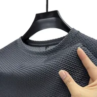 Mens Loose Fit Short Sleeve T Shirt in Solid Wool for Summer in Multiple Colors and Sizes